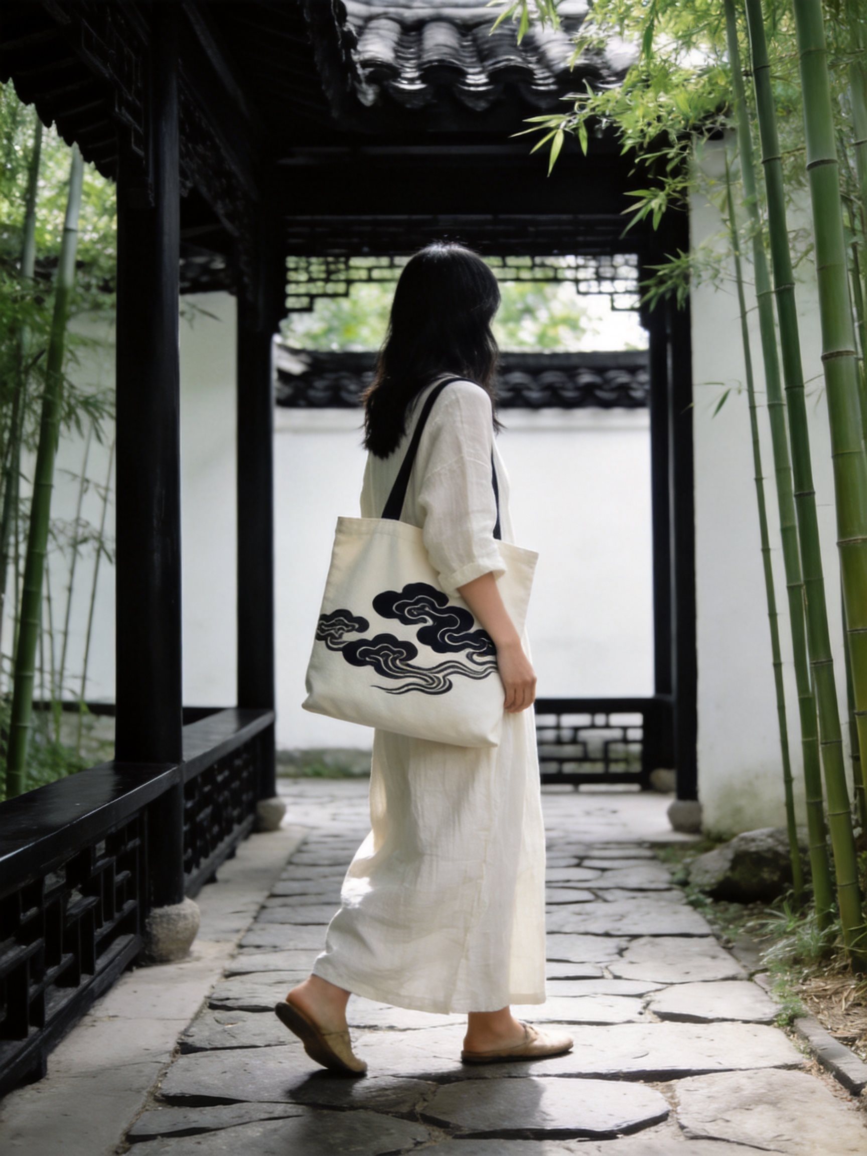 新中式帆布袋穿搭