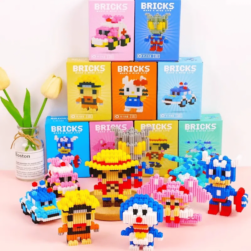 微型颗粒积木成品与BRICKS包装盒
